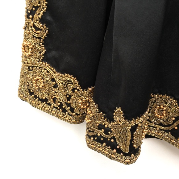 Niteline Jackets & Coats Smooth Satin Gold Heavily Beaded Trim Jacket Poshmark